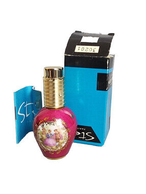 Step Paris Limoges France Spray Perfume Atomizer Bottle 3" Pink Romantic Scene